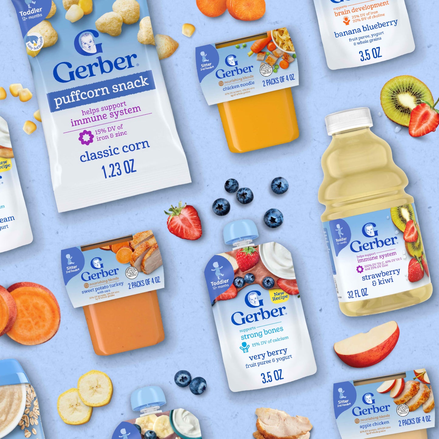 Gerber Stage 2 Baby Food, Super Blends Puree Tubs, No Added Colors or Flavors, Baby Puree, Variety 32-Pack