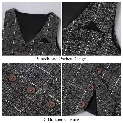 DISAUR Baby Boy Clothes Toddler Boy Outfits 4PCS Gentleman Dress Romper/Vest/Pants/Bow Tie Cotton Suit Sets