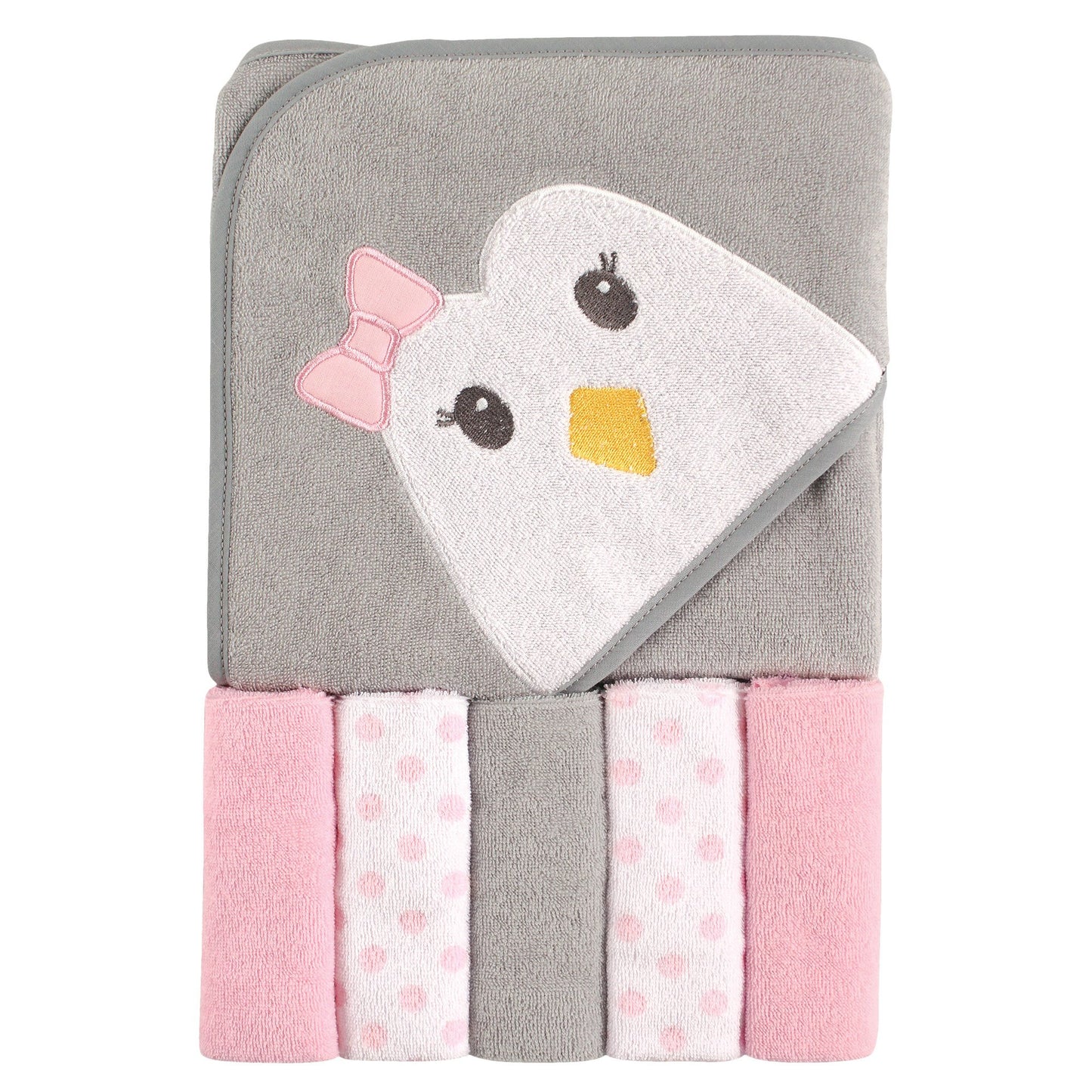 Luvable Friends Unisex Baby Hooded Towel with Five Washcloths, Cotton,Polyester,Ikat Elephant, One Size