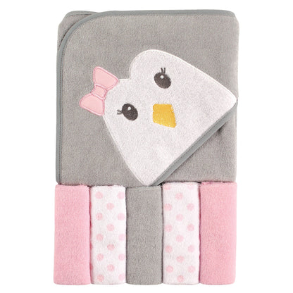 Luvable Friends Unisex Baby Hooded Towel with Five Washcloths, Cotton,Polyester,Ikat Elephant, One Size