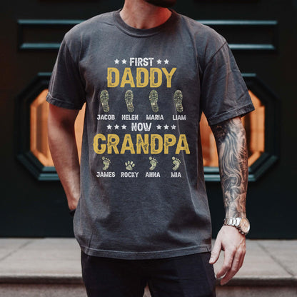 Personalized Fathers Day Shirts for Dad, Grandpa Shirt with Grandkids Names, Gifts for Dad Hunting Fishing