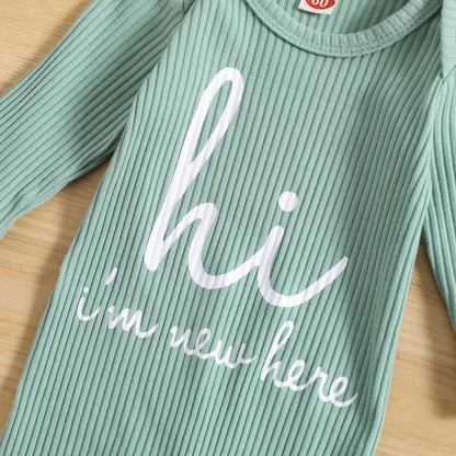 GRNSHTS Newborn Baby Boy Romper Coming Home Outfits Letter Print Bodysuit Jumpsuit+Hat+Gloves 3PCS Clothes Set