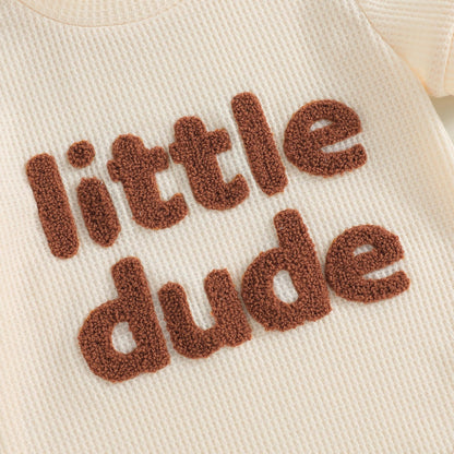 MERSARIPHY Newborn Baby Boy Summer Clothes Mama's Boy Little Dude Short Sleeve Romper Shorts Set Infant Waffle Knit Outfit