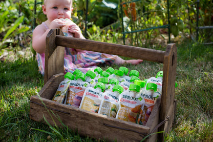 Sprout Organics Baby Food, Root Veg & Beef, Creamy Veg & Chicken, Plant-Based Chickpea Protein Pack, 8+ Months, 4 Oz Purees (Pack of 18)