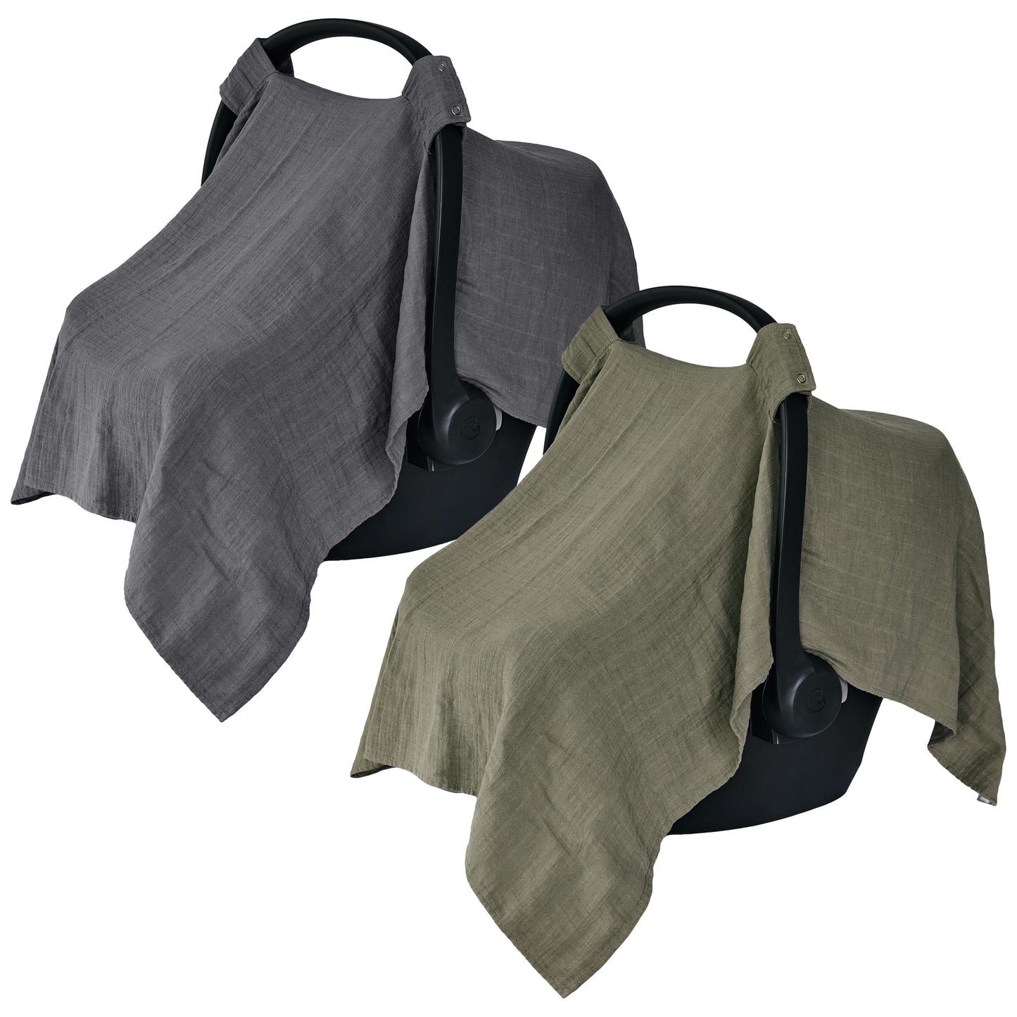 Car Seat Cover Baby - Organic Cotton - Carseat Covers Baby - Carseat Cover - Car Seat Canopy - Carseat Canopy - 100% Muslin Cotton, 43" x 32" (Soft Grey)