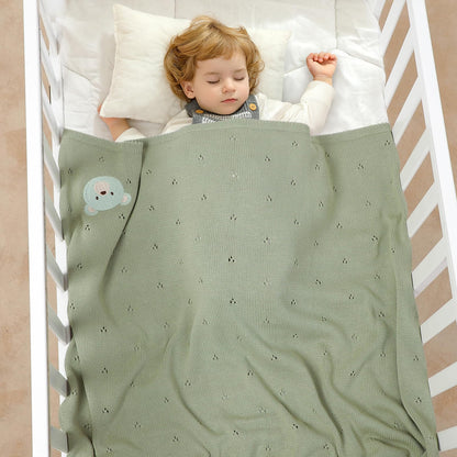 mimixiong Organic Cotton Baby Blanket Neutral Knitted Soft Crib Nursery Swaddling Receiving Blankets for Newborn Baby Boy Girl 40x30 Inch (Oatmeal)