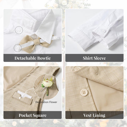 Volunboy Baby Boys Formal Wedding Ring Bearer Outfits Toddler Gentleman Bowtie Vest Guest Suits Dress Shirt Pants Set