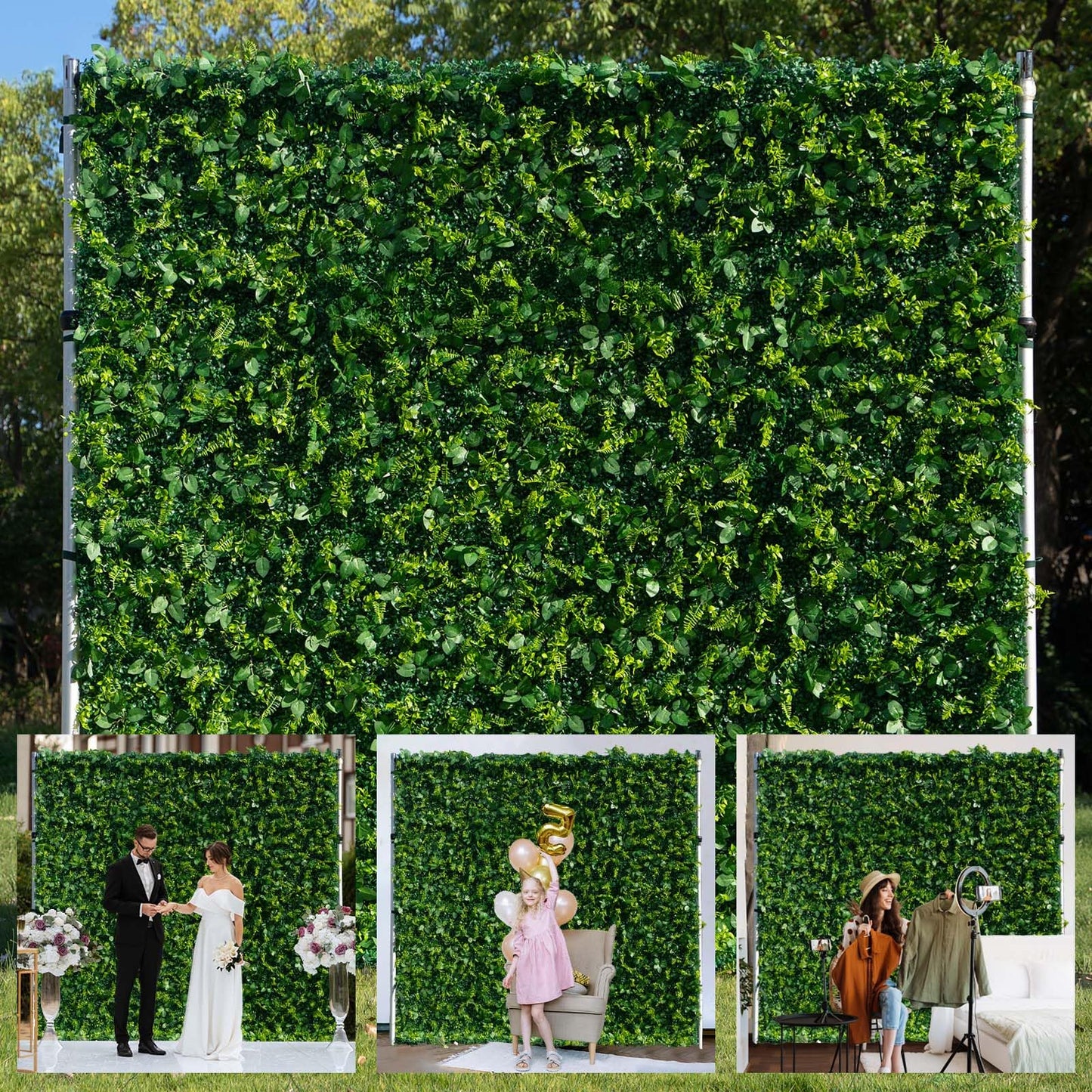 Artificial Luxury‌ Flower Wall Panels, Gorgeous 3D Silk Floral Backdrop for Wedding, Baby Show, Party and Home Decor, Quick Assembly/Storage, Eco ＆ Pet Friendly, 2 pcs, Each Panel 2*8 ft.