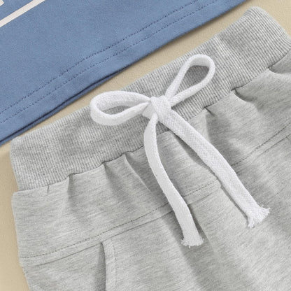 Toddler Baby Boy Summer Clothes Letter Print Short Sleeve Shirt Tops and Shorts Set Summer Outfit 2Pcs