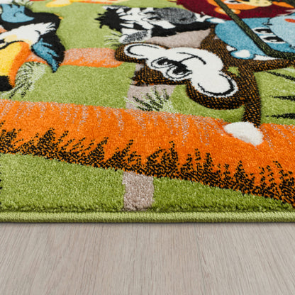 Kids Rug with Cute Animals on a Hot Air Balloon Ride in Pastel, Size: 2'8" x 4'11"