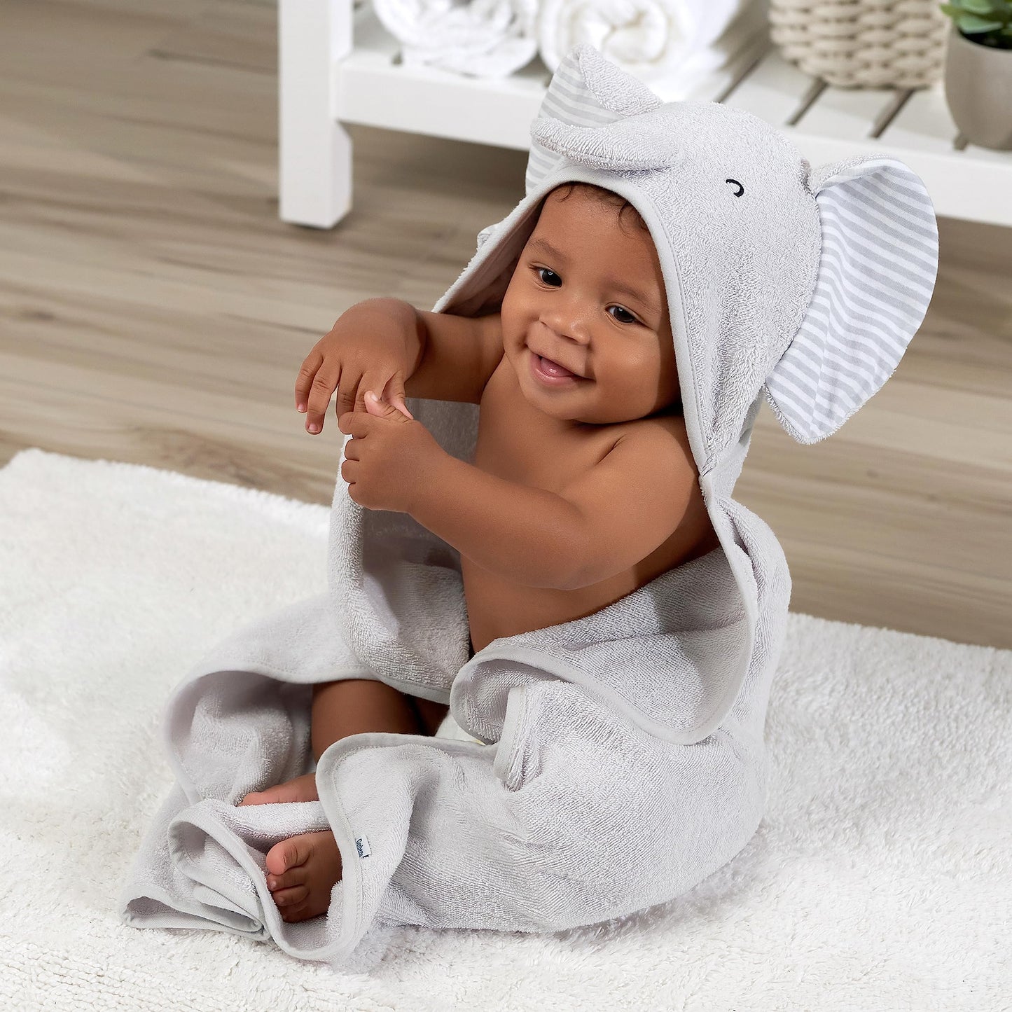 Gerber Baby 4 Piece Animal Character Hooded Towel and Washcloth Set, Brown Lion, One Size