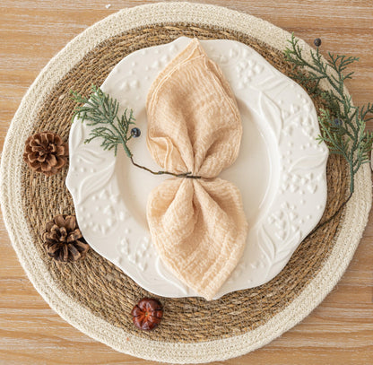Cheesecloth Napkins 17x17 Inches Spring Cloth Handmade Washable Reusable for Mothers Day Lunch Dinner Wedding Baby Bridal Shower Party Rustic Boho Decorations Bulk Set of 6 Pink