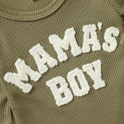 GRNSHTS Newborn Baby Boy Romper Coming Home Outfits Letter Print Bodysuit Jumpsuit+Hat+Gloves 3PCS Clothes Set