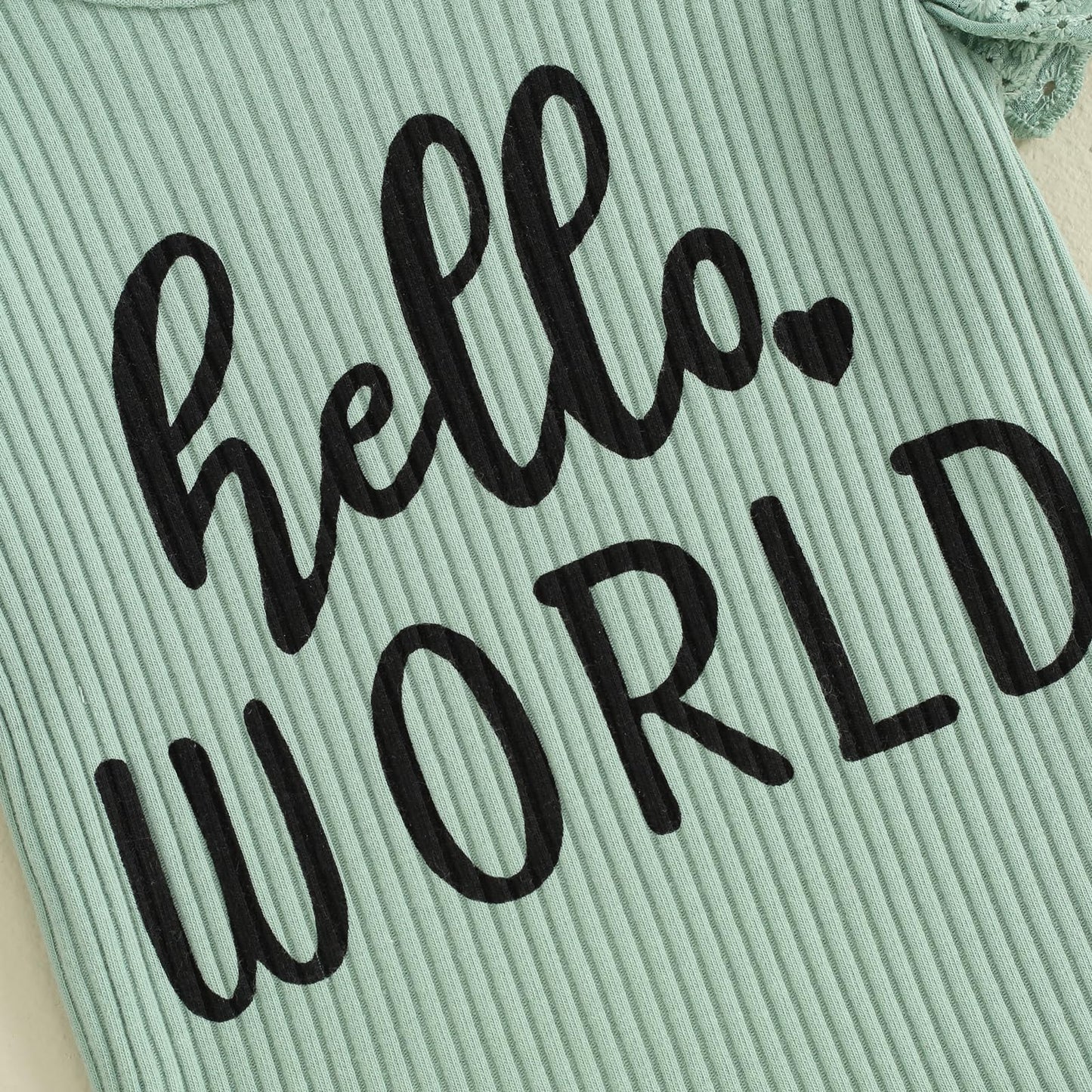 Hello World Newborn Outfit Baby Girl Going Home Outfit Ruffle Ribbed Romper Top Floral Pants Set Cute Summer Clothes