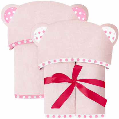 Set of 2 Hooded Baby Towels – White and Grey – Luxurious, Large and Super Absorbent – 30 x 30 Inch – Soft and Suitable for Infants, Toddlers and Kids – 400 GSM