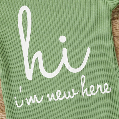 GRNSHTS Newborn Baby Boy Romper Coming Home Outfits Letter Print Bodysuit Jumpsuit+Hat+Gloves 3PCS Clothes Set