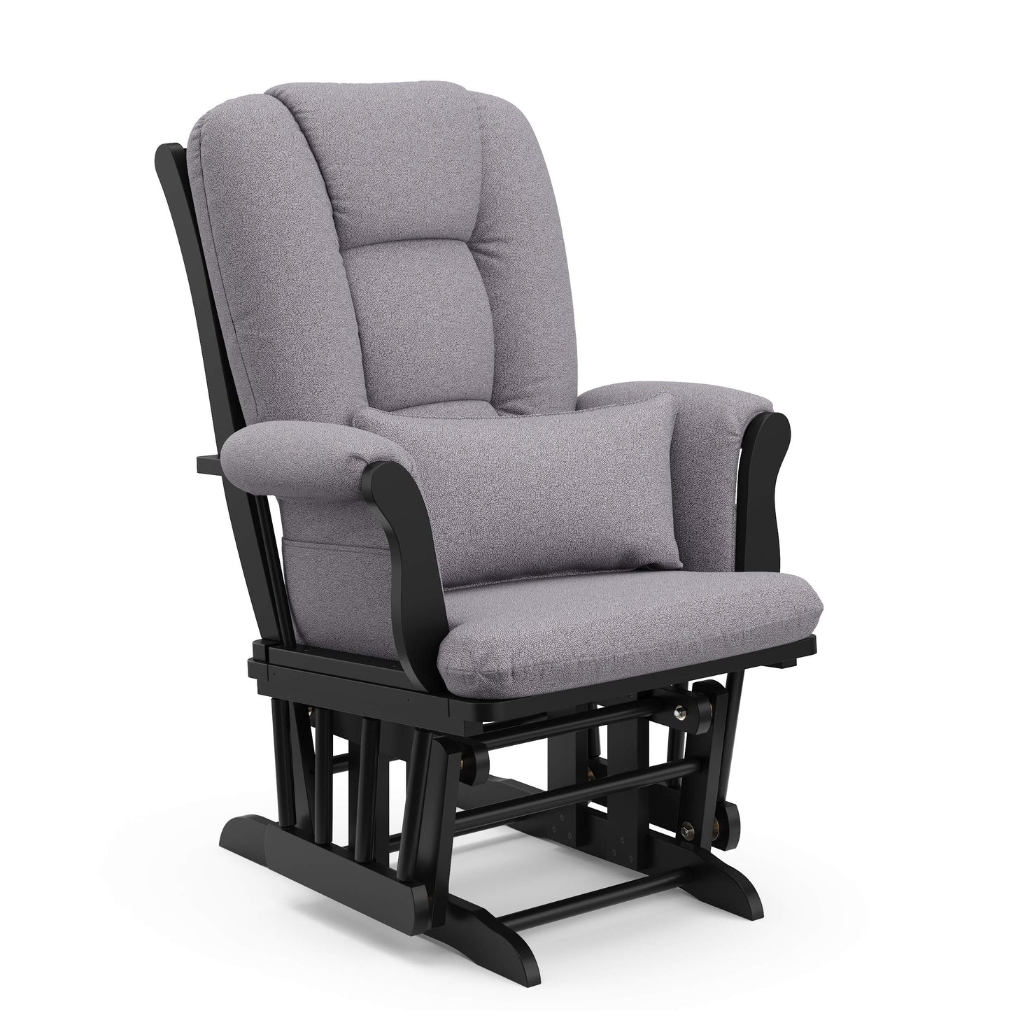 Storkcraft Tuscany Custom Glider and Ottoman with Free Lumbar Pillow (White/Slate Gray Swirl) - Cleanable Upholstered Comfort Rocking Nursery Chair with Ottoman