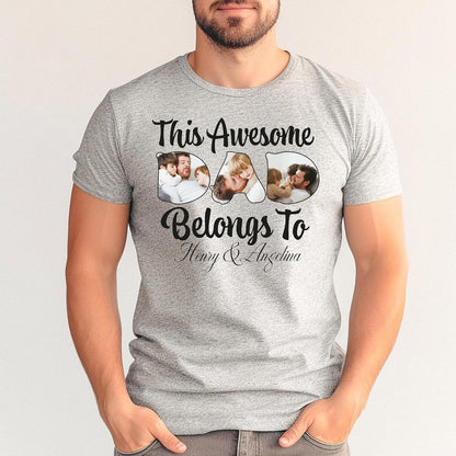 Customized DAD Shirt, Father's Day Shirt with Kids Names and Photos, Dad Birthday Gifts from Daughter Son Wife White