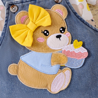 Baby Girl Clothes Suspender Skirt Newborn Ruffle Romper Cute Bear Jeans Dress Bow Headband Summer Outfits 0-18 Months