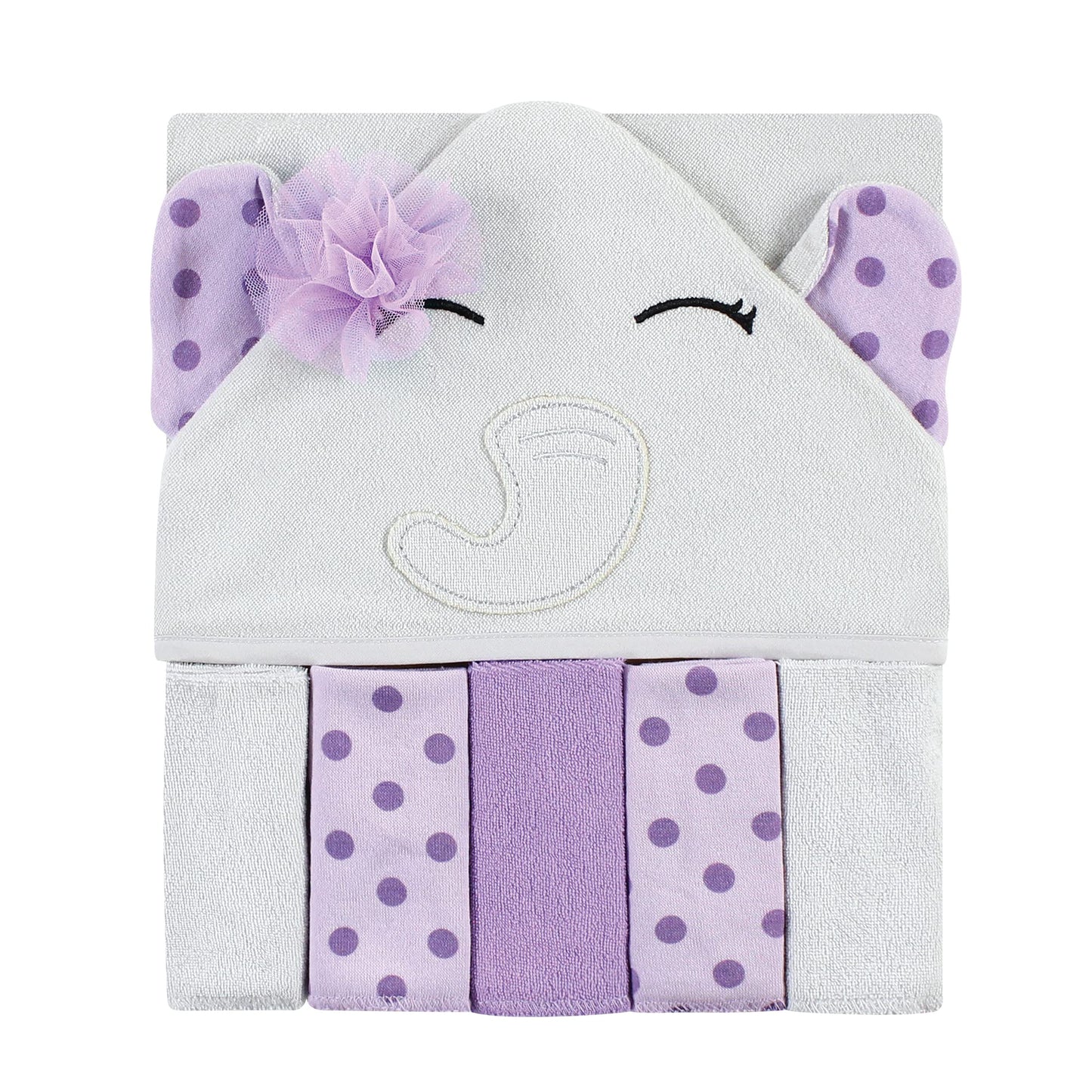 Hudson Baby Unisex Baby Hooded Towel and Five Washcloths, Modern Giraffe, One Size