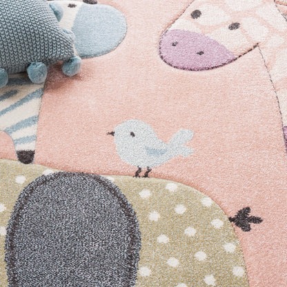 SAFAVIEH Carousel Kids Collection Accent Rug - 4' x 6', Ivory, Animal Design, Non-Shedding & Easy Care, Ideal for High Traffic Areas for Boys & Girls in Playroom, Nursery, Bedroom (CRK120A)