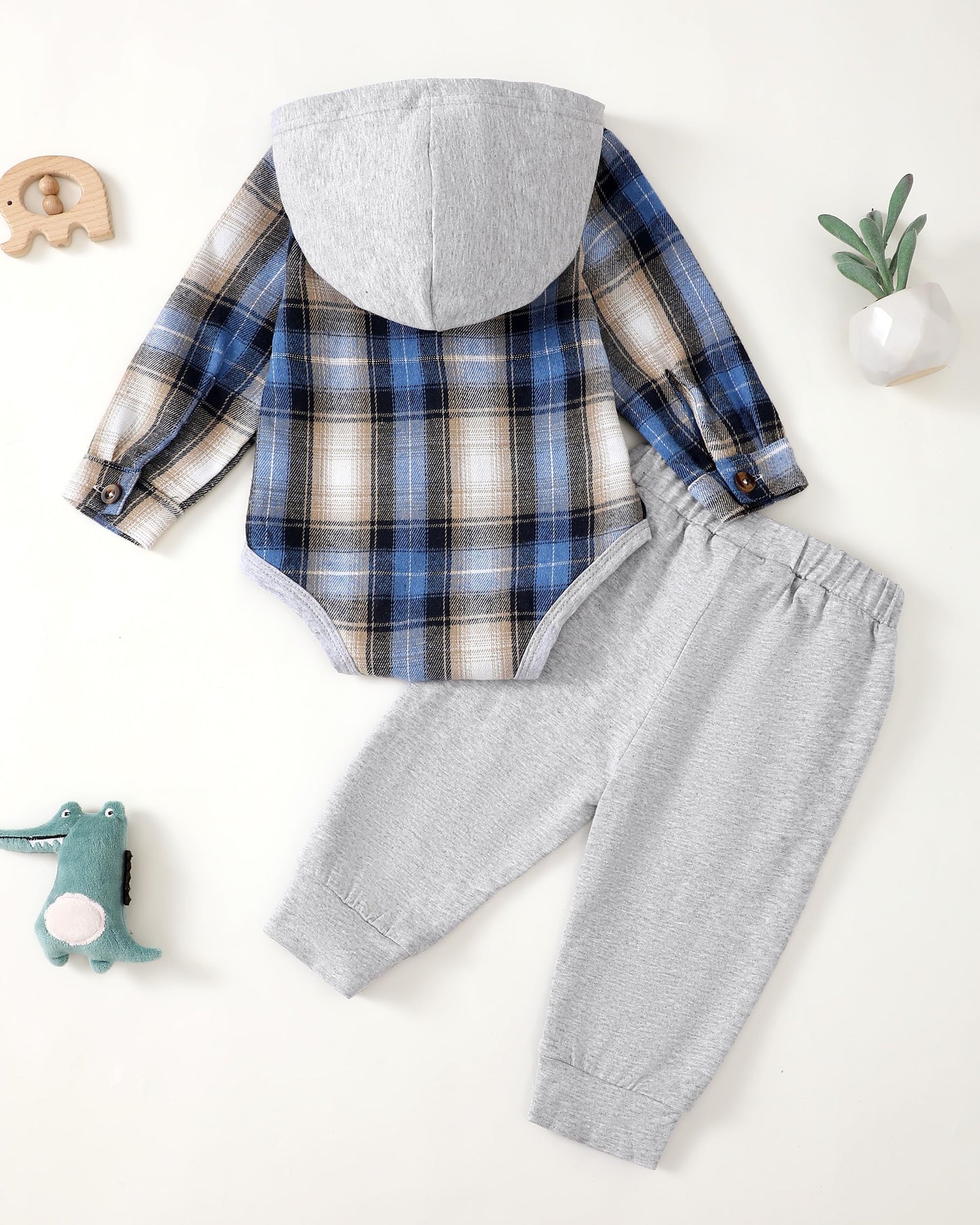 Renotemy Newborn Baby Boy Clothes Infant Boy Outfits Baby Hoodie Romper Fall Winter 0 3 6 9 12 18 Months Baby Clothes for Boy