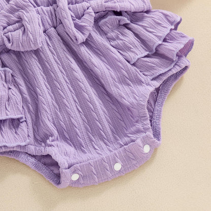 Douhoow Infant Baby Girl Plaid Romper Baby Short Sleeve Pleated Romper Bodysuit Summer Spring Outfits