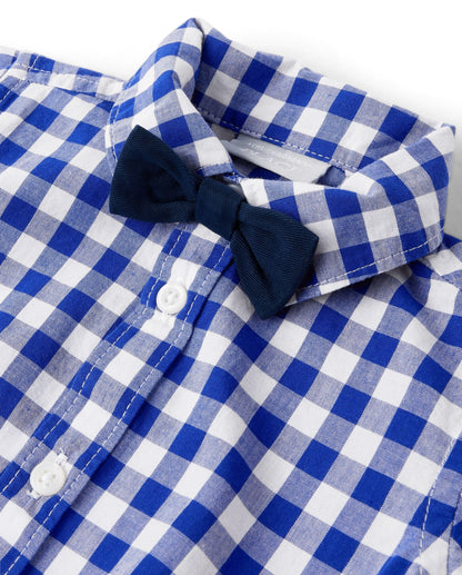 The Children's Place baby-boys And Newborn Short Sleeve Button Down Shirt and Shorts 2 Piece Outfit Set