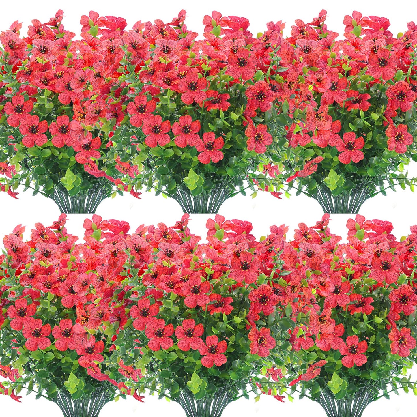 12 Bundles Artificial Flowers Outdoor UV Resistant Fake Plastic Plants Indoor Outside Hanging Plants Garden Porch Window Box Home Wedding Farmhouse Festive Shrub Decor (Pink)