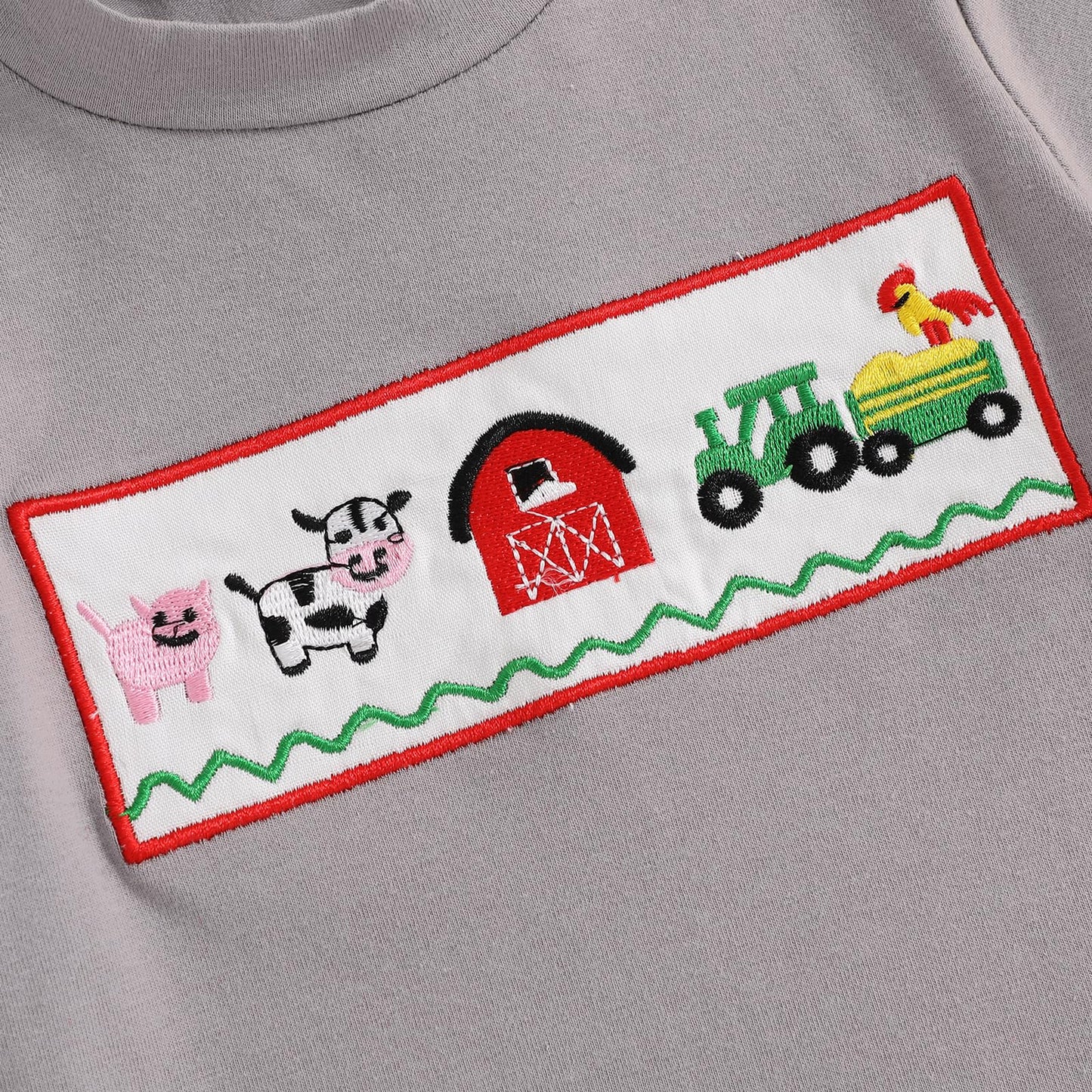 fhutpw Baby Toddler Boy Summer Clothes Embroidery Pattern Short Sleeve Tops & Casual Shorts 6 12 18 Months Outfits Sets