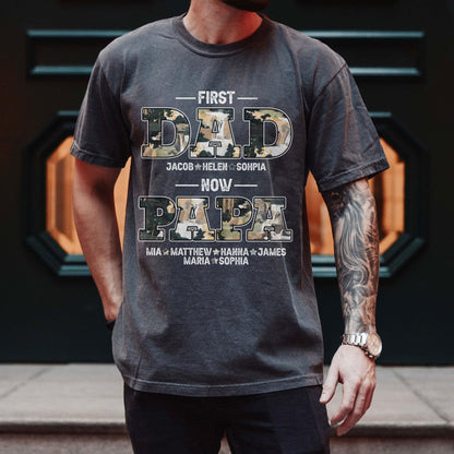 Personalized Fathers Day Shirts for Dad, Grandpa Shirt with Grandkids Names, Gifts for Dad Hunting Fishing