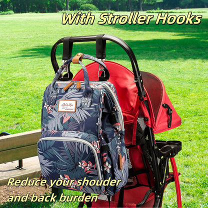 Diaper Bag Backpack for Dad and Mom with USB Charging Port Stroller Straps and Insulated Pocket,army military Travel Nappy Backpack for Daddy/Mommy (Black)