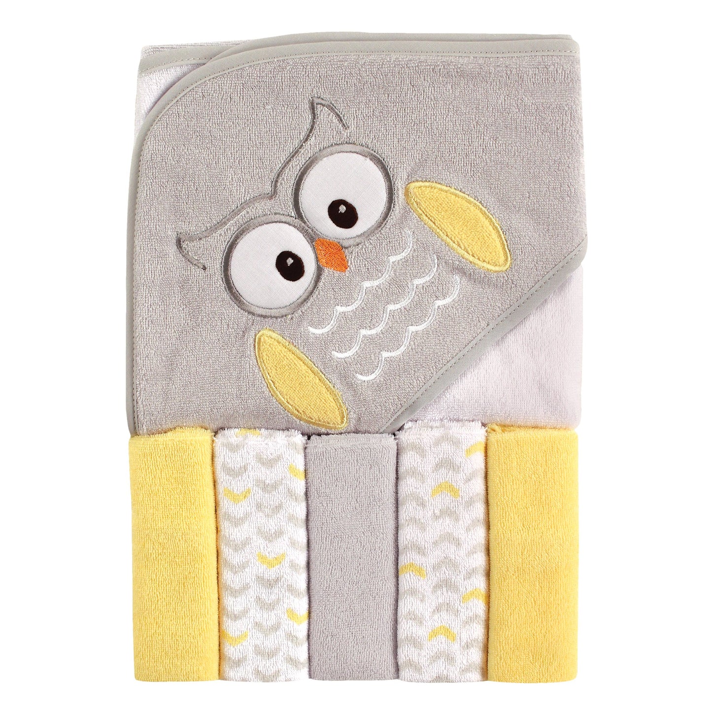 Luvable Friends Unisex Baby Hooded Towel with Five Washcloths, Cotton,Polyester,Ikat Elephant, One Size