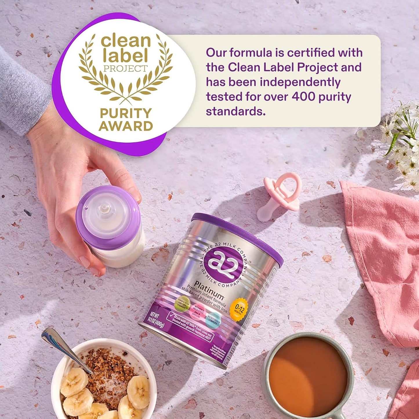 a2 Platinum® Premium Infant Formula for Babies ages 0-12 Months, Milk-Based Powder with Iron. Nutritionally Complete, made with Pure and Natural a2 Milk® - 31.7- oz Can - 6 Pack