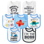 7Pcs Cotton Waterproof Baby Bibs Hook Loop Closure Newborn Bib Keepsake Baby Gift for Drooling Feeding Eating