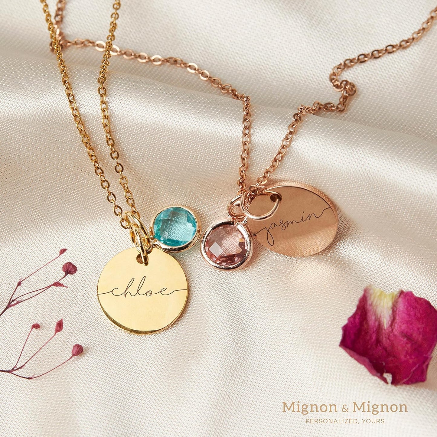 Birthstone Name Necklace Personalized Jewelry for Women Mother's Day Neckace Gifts for Mom Gold Plated Pendant Charm, Custom Jewelry Grandma Gift Birthday Personalized Gifts for New Moms -CN-BS-SH