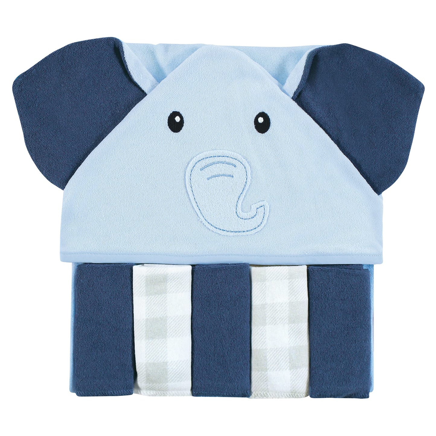 Hudson Baby Unisex Baby Hooded Towel and Five Washcloths, Modern Giraffe, One Size