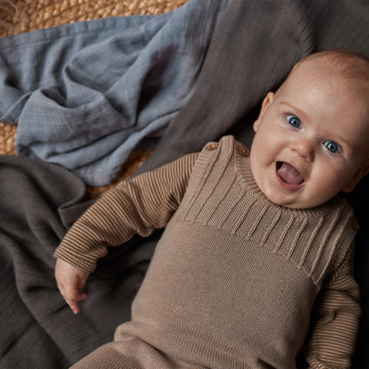 Knitted Organic Cotton Baby Blanket- Swaddle Blanket, 30" x 40" Soft Receiving Blanket for Newborn (Mochachino)