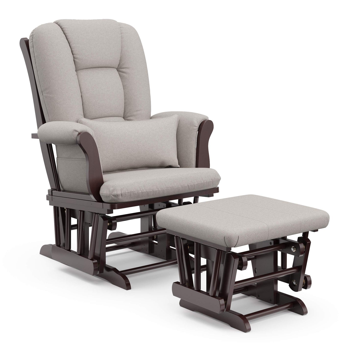 Storkcraft Tuscany Custom Glider and Ottoman with Free Lumbar Pillow (White/Slate Gray Swirl) - Cleanable Upholstered Comfort Rocking Nursery Chair with Ottoman