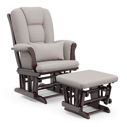 Storkcraft Tuscany Custom Glider and Ottoman with Free Lumbar Pillow (White/Slate Gray Swirl) - Cleanable Upholstered Comfort Rocking Nursery Chair with Ottoman