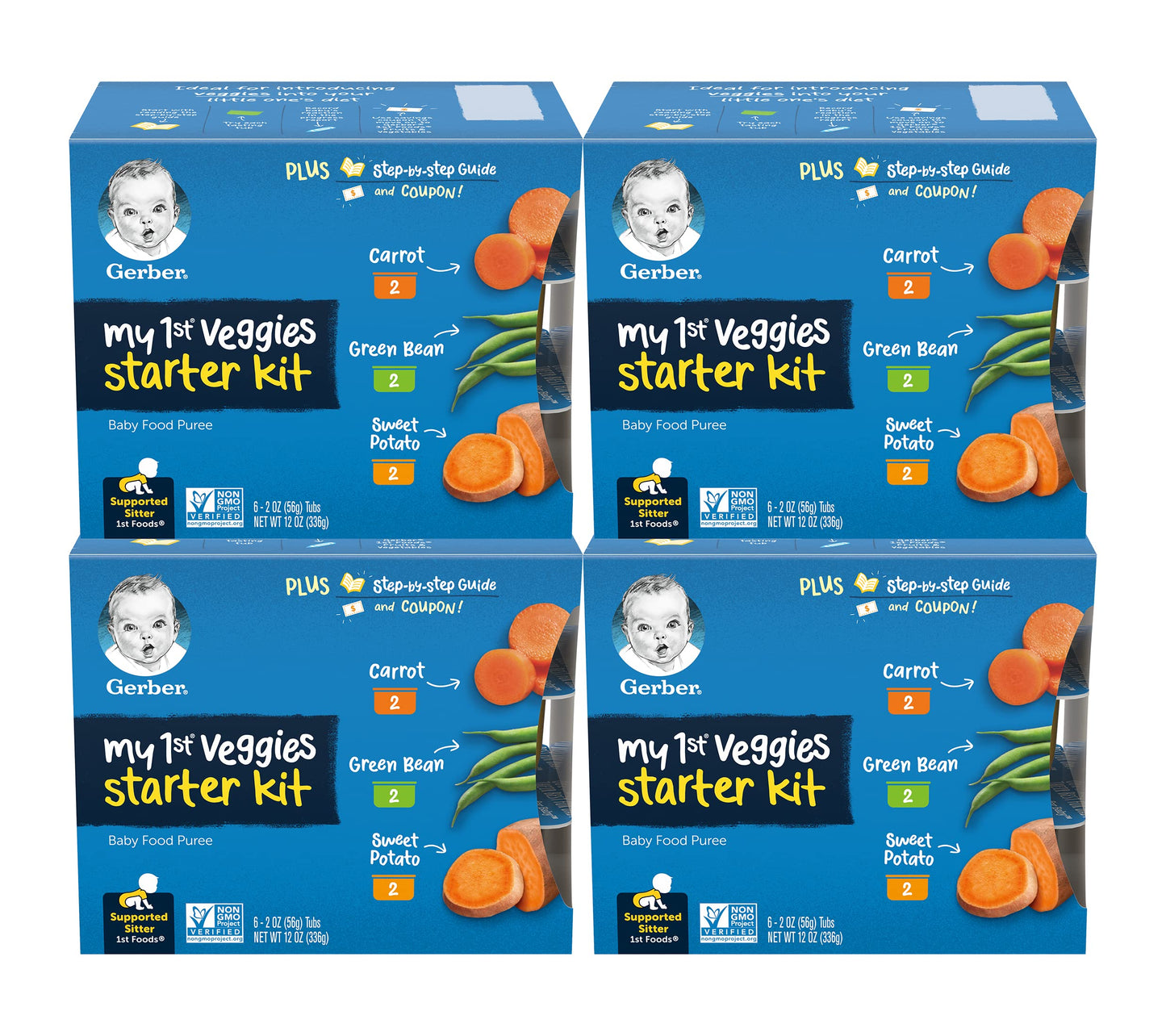 Gerber Organic Baby Food Starter Kit Variety Pack (Assorted Veggie, Pack of 4)