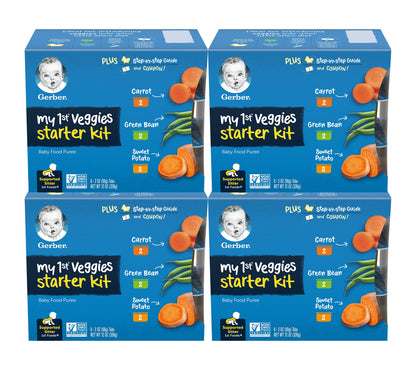 Gerber Organic Baby Food Starter Kit Variety Pack (Assorted Veggie, Pack of 4)