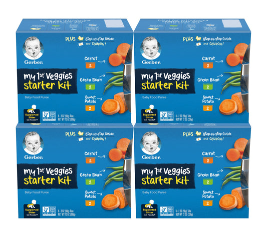 Gerber Organic Baby Food Starter Kit Variety Pack (Assorted Veggie, Pack of 4)