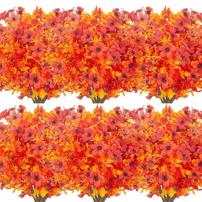12 Bundles Artificial Flowers Outdoor UV Resistant Fake Plastic Plants Indoor Outside Hanging Plants Garden Porch Window Box Home Wedding Farmhouse Festive Shrub Decor (Pink)
