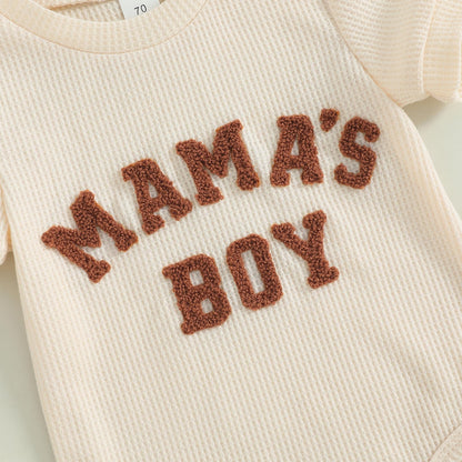 MERSARIPHY Newborn Baby Boy Summer Clothes Mama's Boy Little Dude Short Sleeve Romper Shorts Set Infant Waffle Knit Outfit