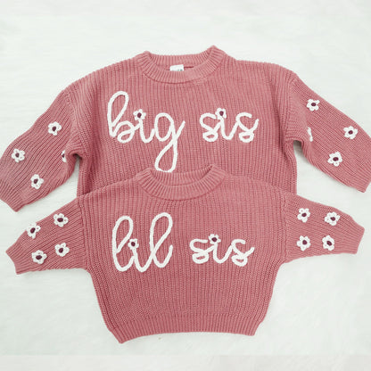 Big Sis Lil Sis Sweater - Big Sister Little Sister Matching Outfits Baby Girl Knit Sweater Fall Clothes