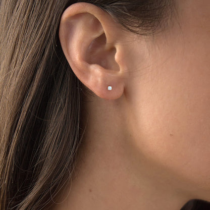 14K Gold Plated 925 Sterling Silver Hypoallergenic 3mm Round Genuine Birthstone Solitaire Screwback Stud Earrings