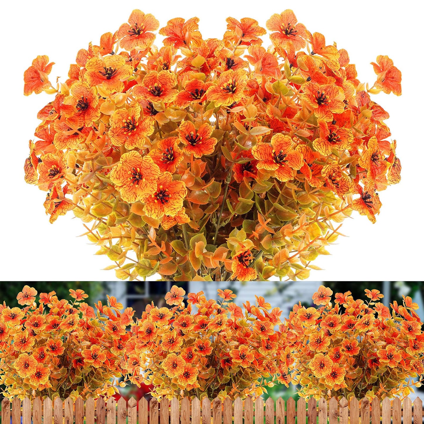 12 Bundles Artificial Flowers Outdoor UV Resistant Fake Plastic Plants Indoor Outside Hanging Plants Garden Porch Window Box Home Wedding Farmhouse Festive Shrub Decor (Pink)