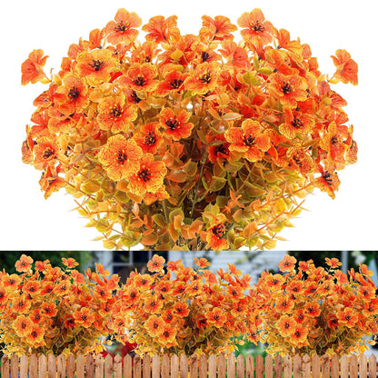 12 Bundles Artificial Flowers Outdoor UV Resistant Fake Plastic Plants Indoor Outside Hanging Plants Garden Porch Window Box Home Wedding Farmhouse Festive Shrub Decor (Pink)