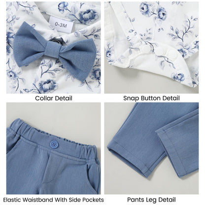YALLET Baby Boy Clothes Suit 0-24 Months Infant Gentleman Outfits Formal Dress Shirt+Bowtie+Vest+Pants Set Baby Wedding Suits